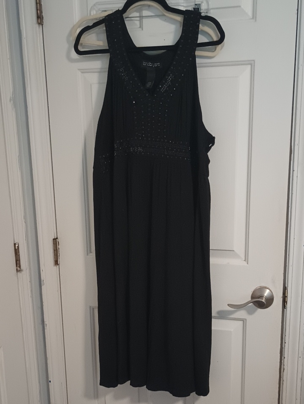 Lane Bryant Black Beaded V-Neck Maxi Dress